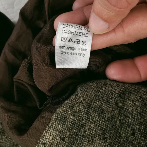 Revillon Paris Cashmere Wool Blend Button Up Jacket Leather Trim Womens Sz 36 - Picture 13 of 13